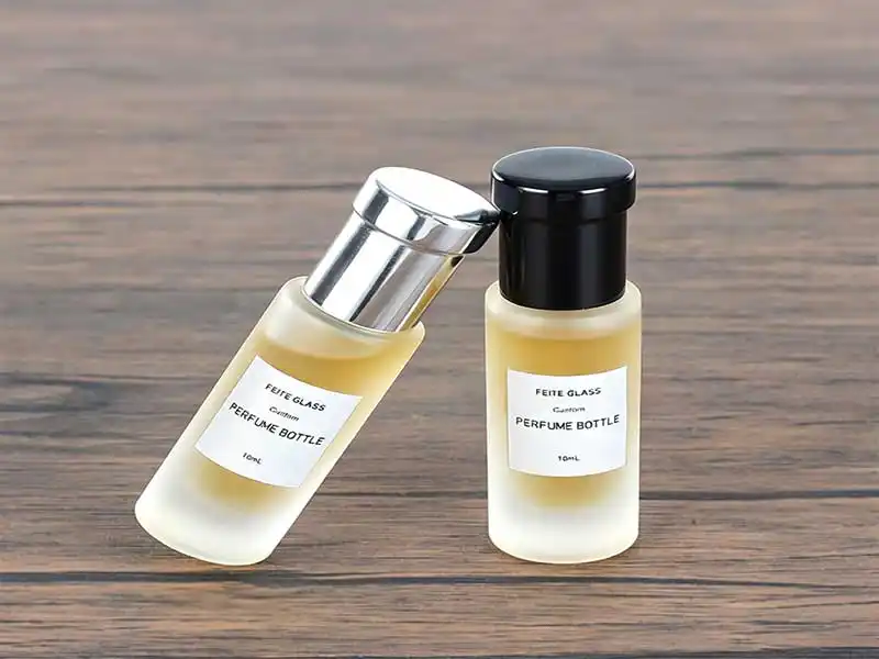 YZ-B005 10ml frosted perfume bottle with silver and black cap options - YiZhou Packaging