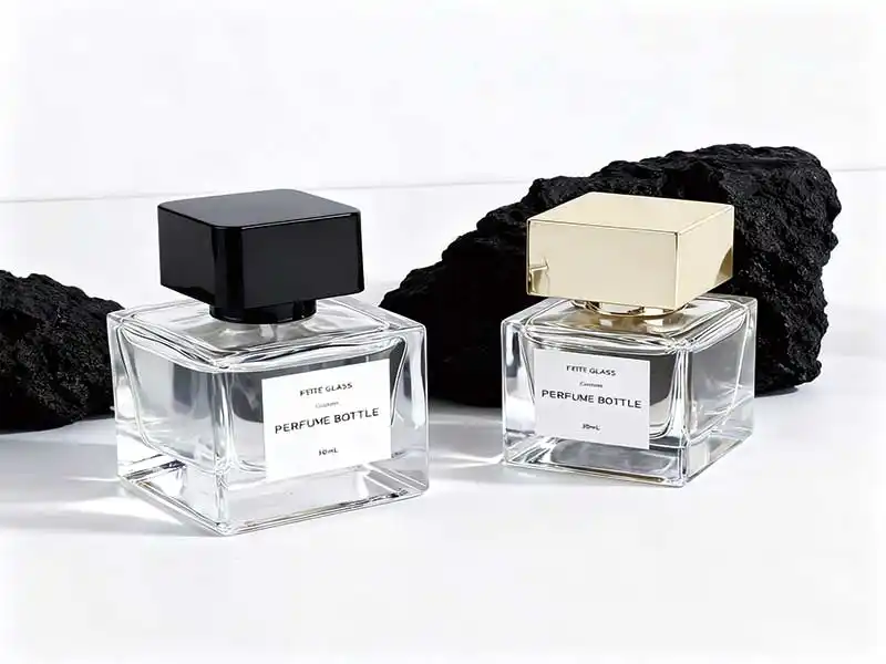 YZ-B003 30ml square perfume glass bottle close-up - YiZhou Packaging