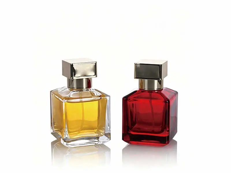 YZ-B013 50ml transparent square cap perfume bottle with bronze cap – YiZhou Packaging