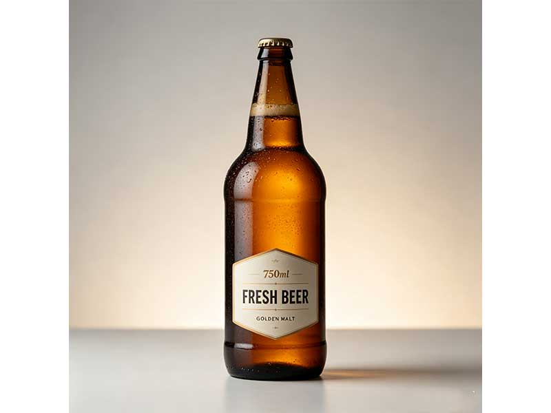 750ml glass beer bottle — a standard size in the beverage industry